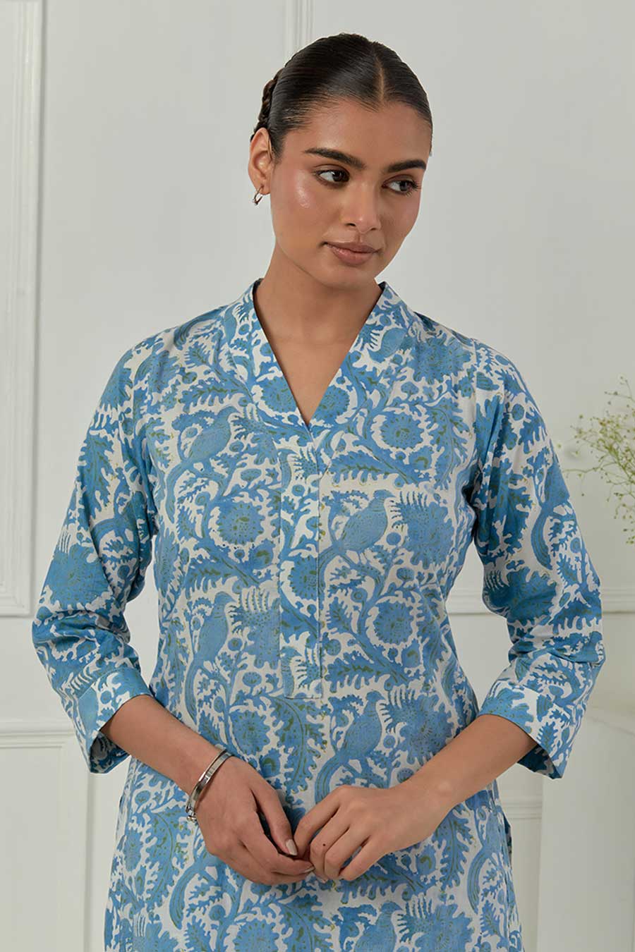 Blue & White Calla Block Printed Kurta Set