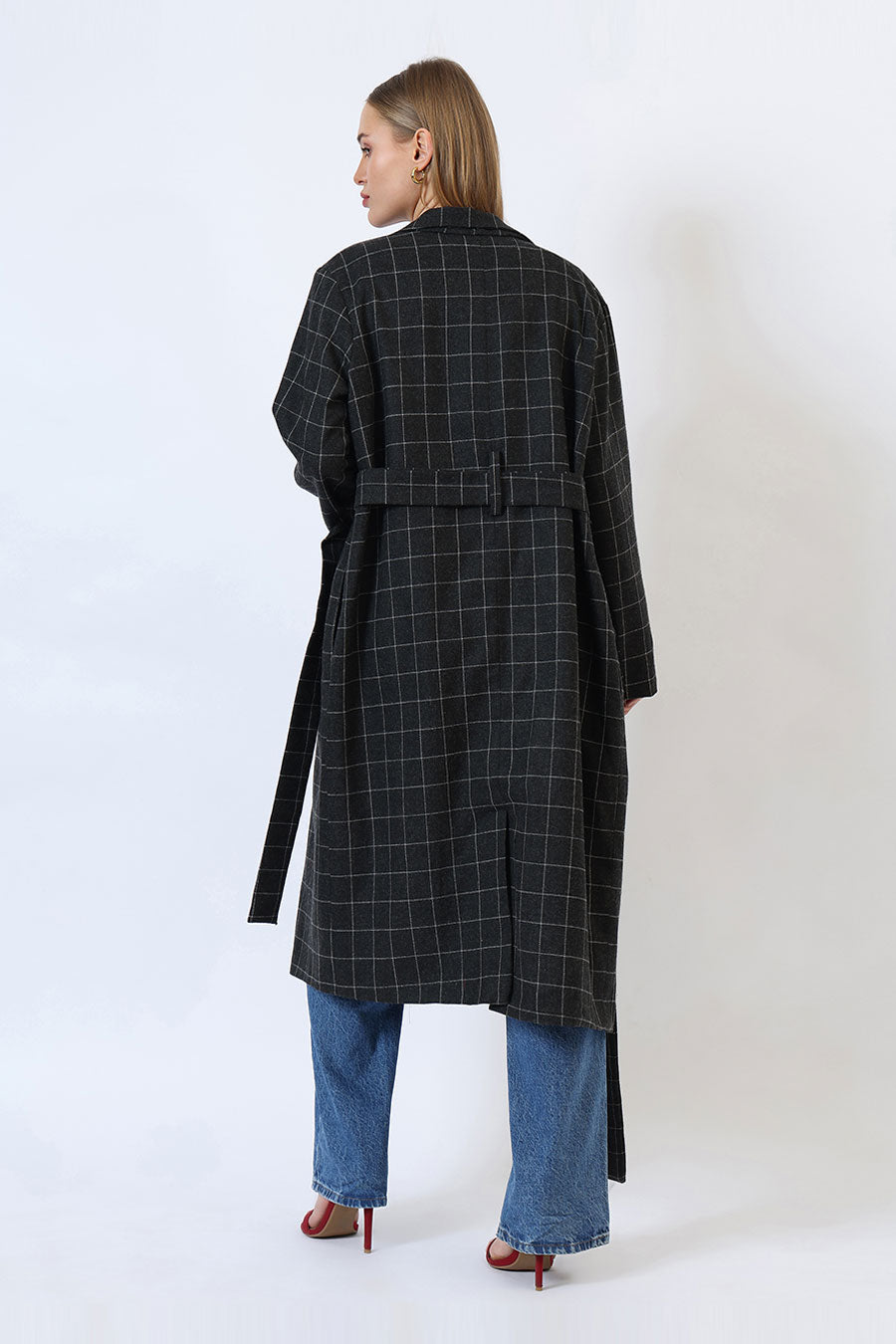 Black Parisian Charm Long Trench Coat