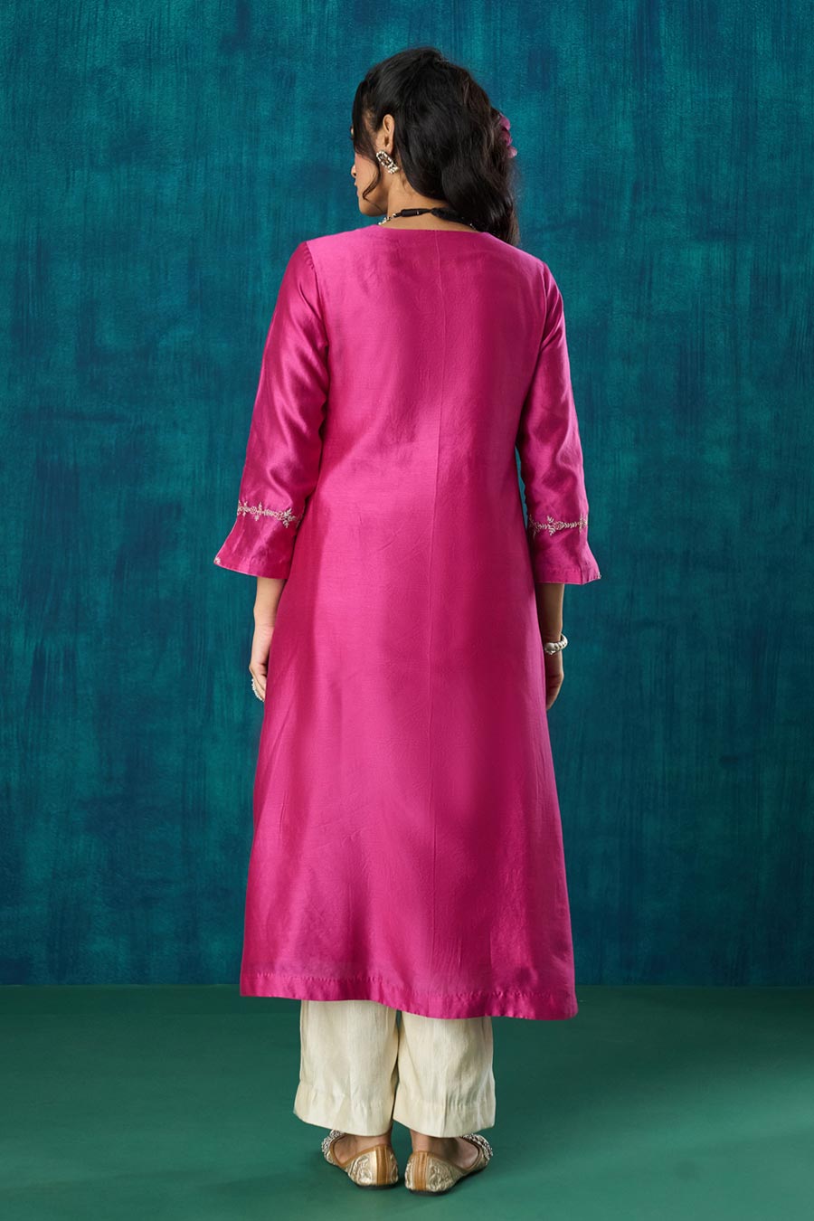 Magenta Pink Embroidered Charvi Kurta