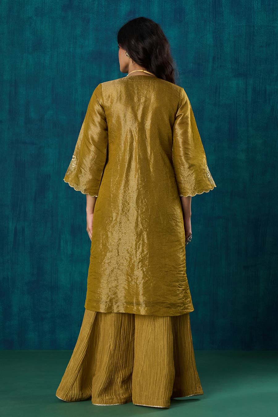 Mustard Floral Embroidered Suvarna Kurta