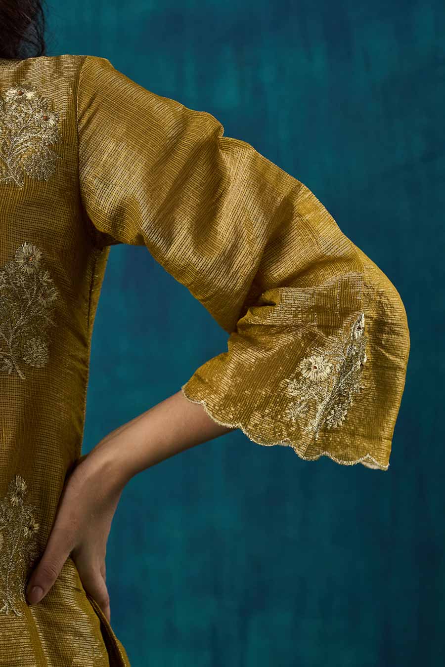 Mustard Floral Embroidered Suvarna Kurta