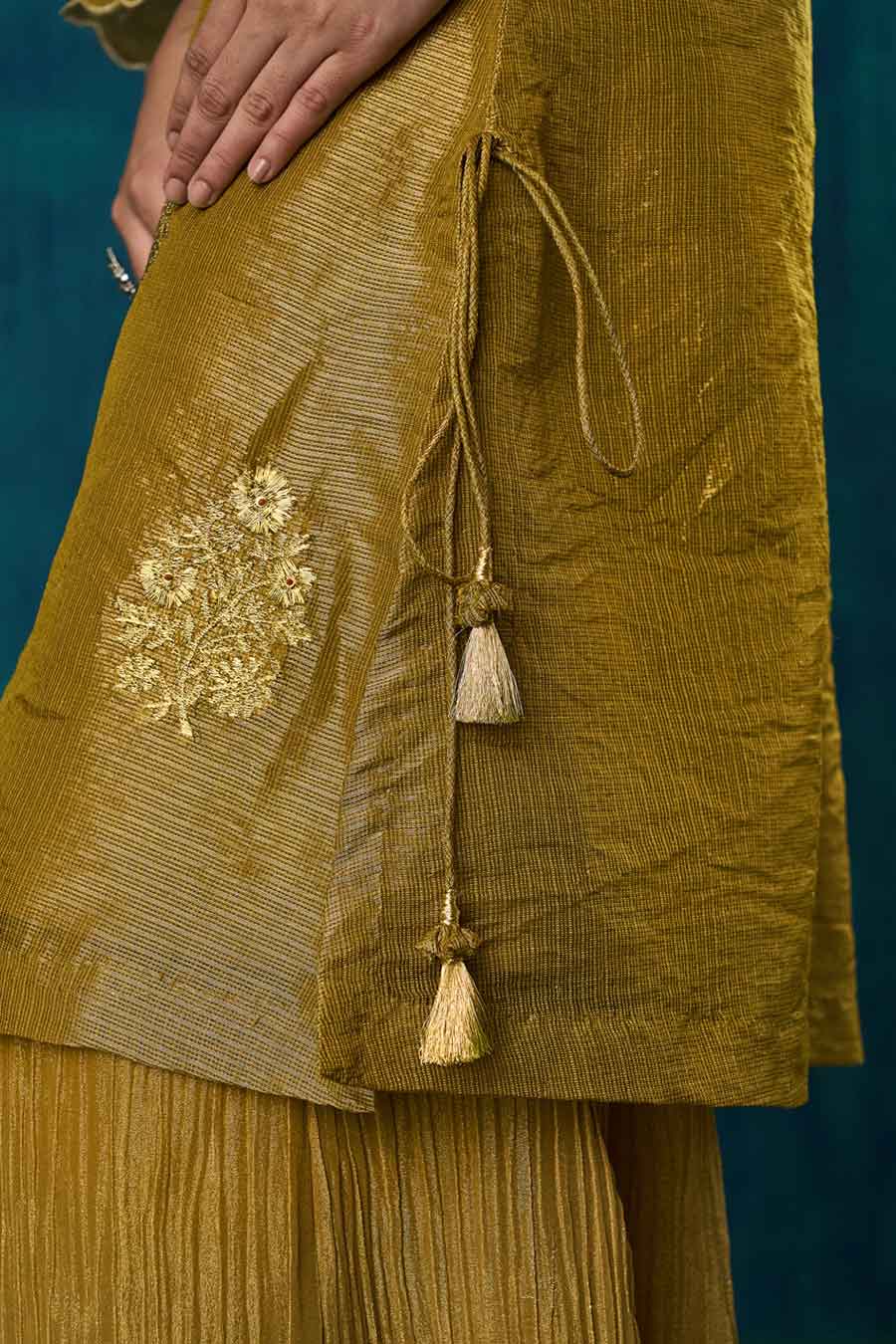 Mustard Floral Embroidered Suvarna Kurta