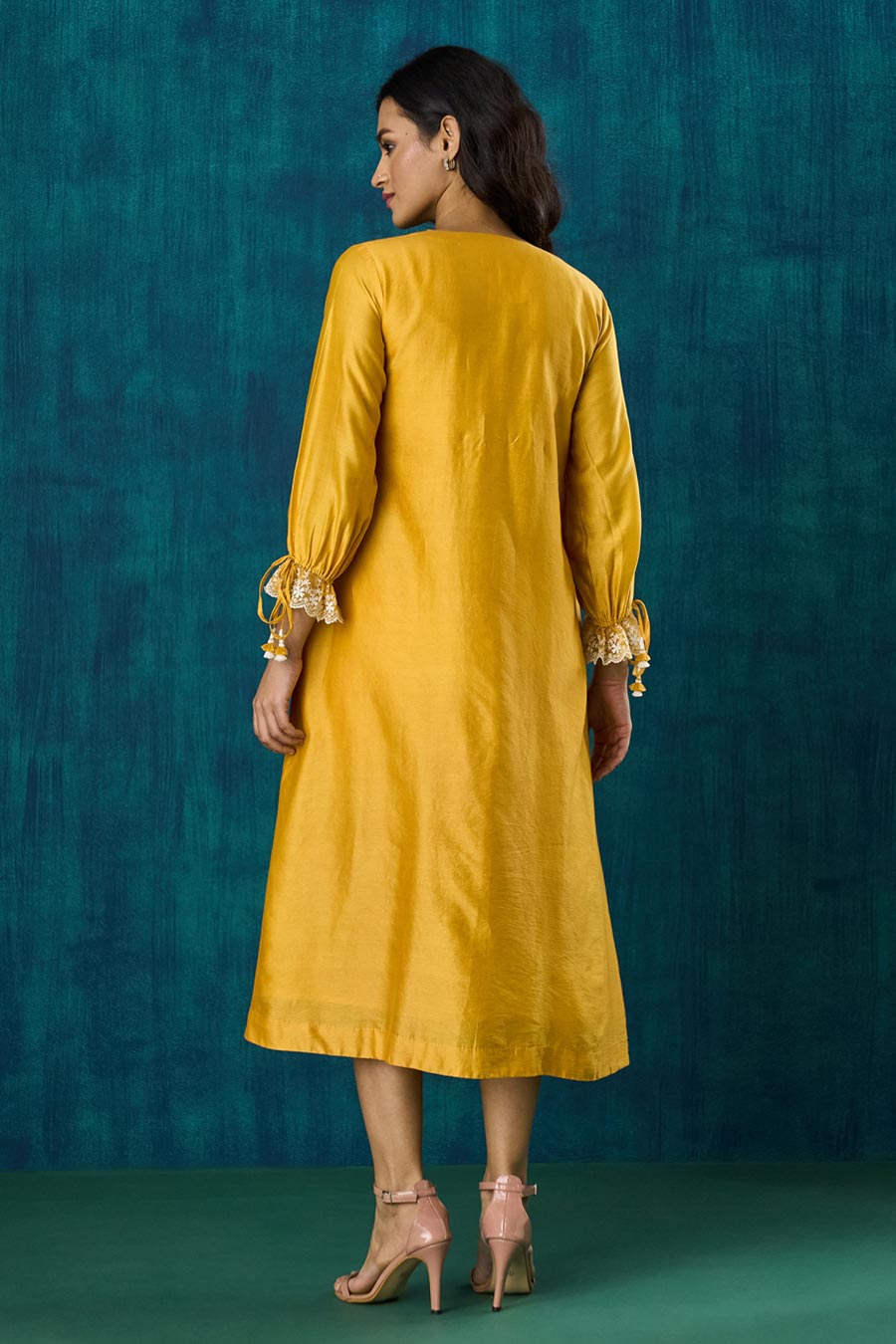 Mango Yellow Pintuck Amrai Dress