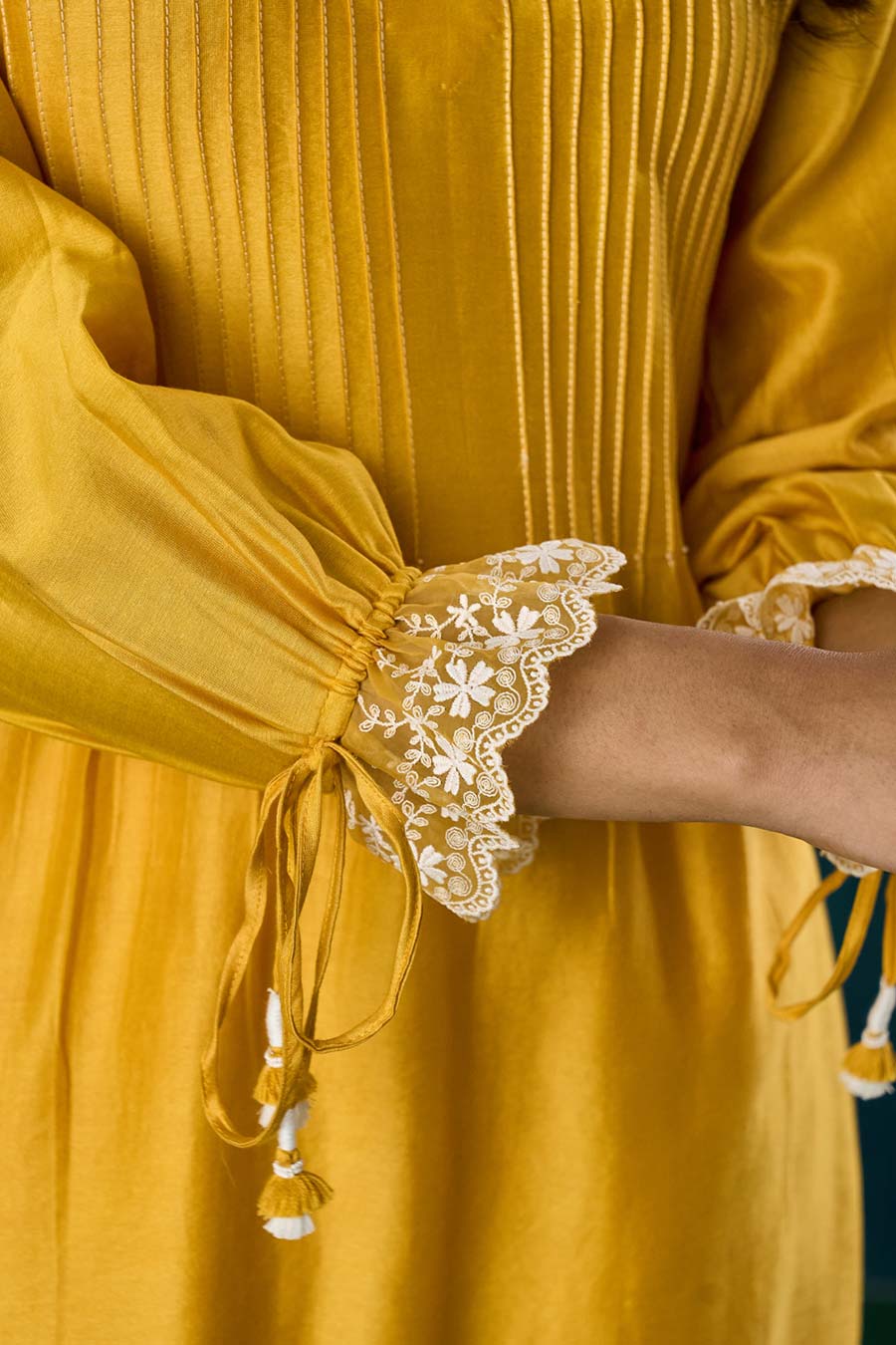 Mango Yellow Pintuck Amrai Dress