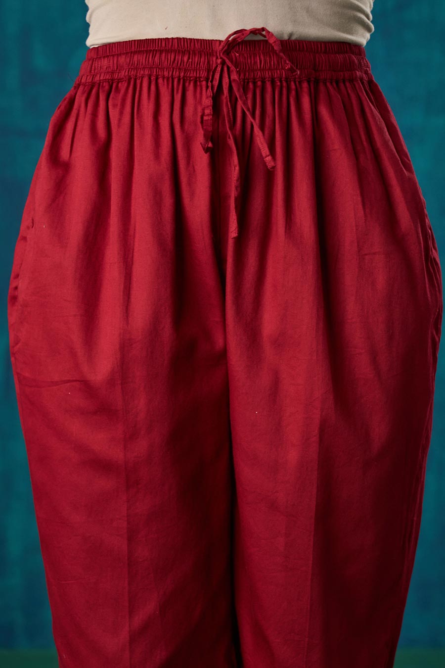 Maroon Cotton Silk Pant