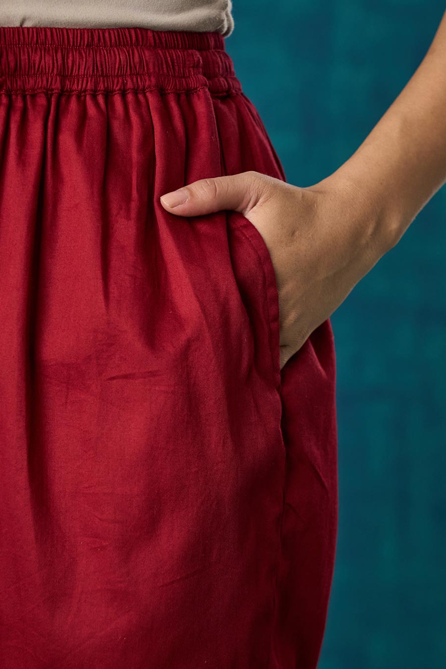 Maroon Cotton Silk Pant