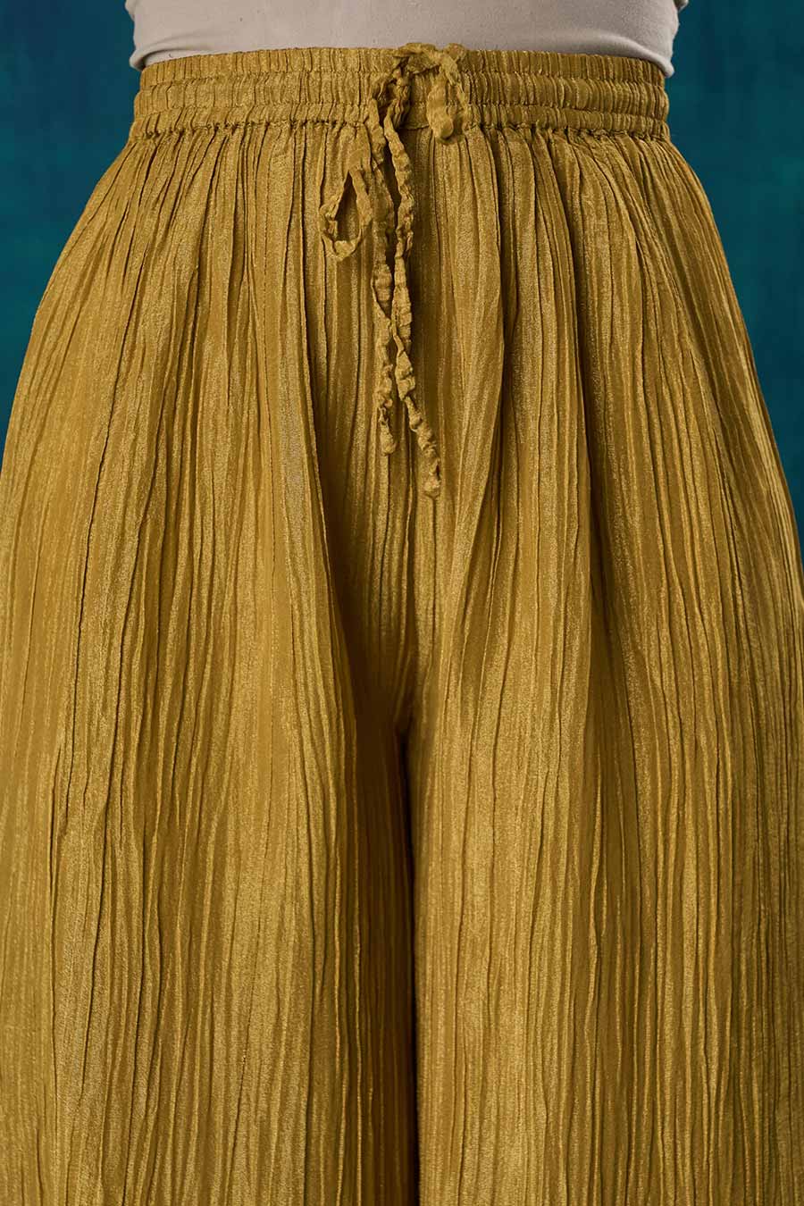 Mustard Crinkle Tissue Palazzo Pant