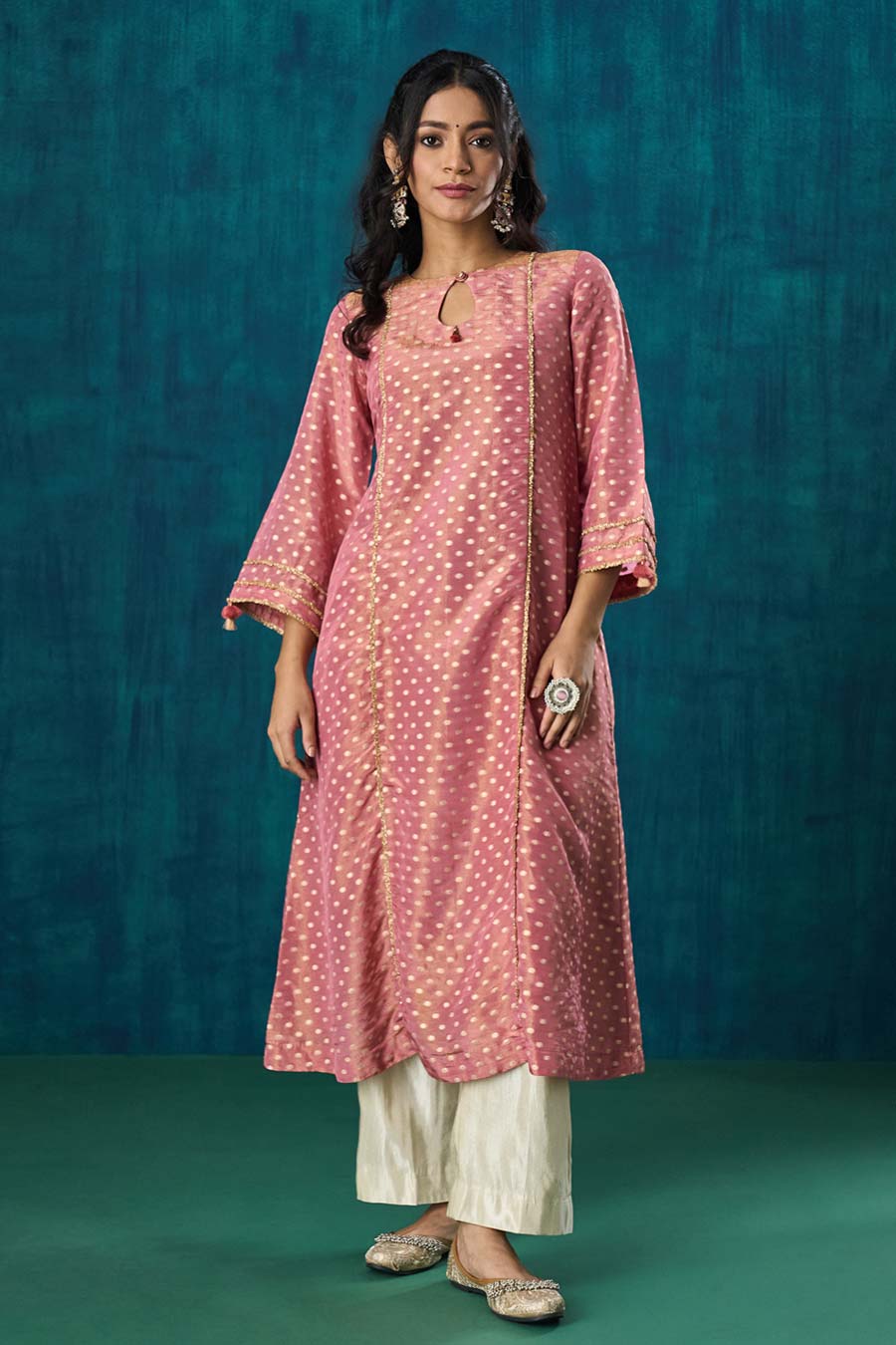 Pink Zari Butti Amala Kurta Set