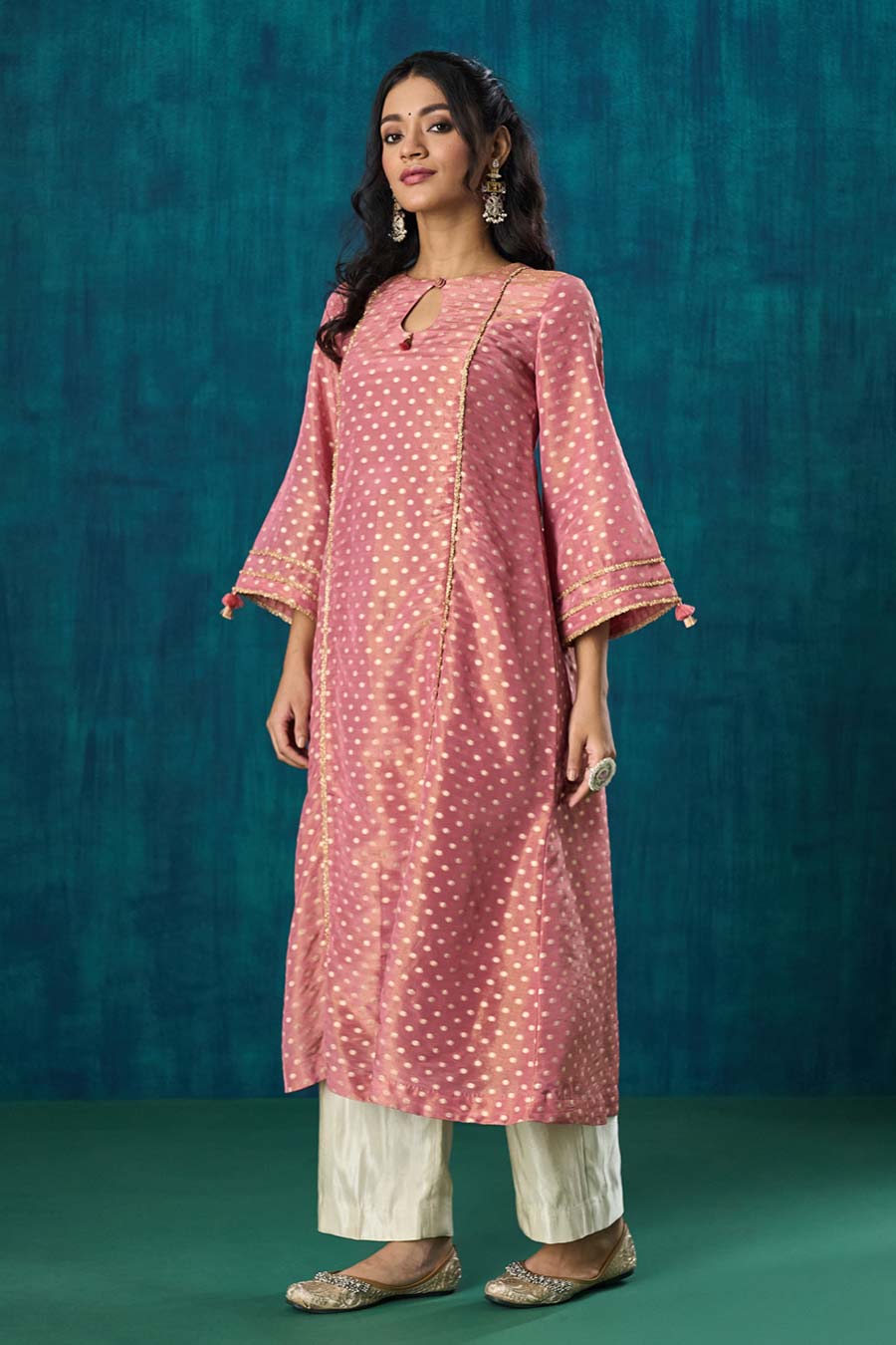 Pink Zari Butti Amala Kurta Set