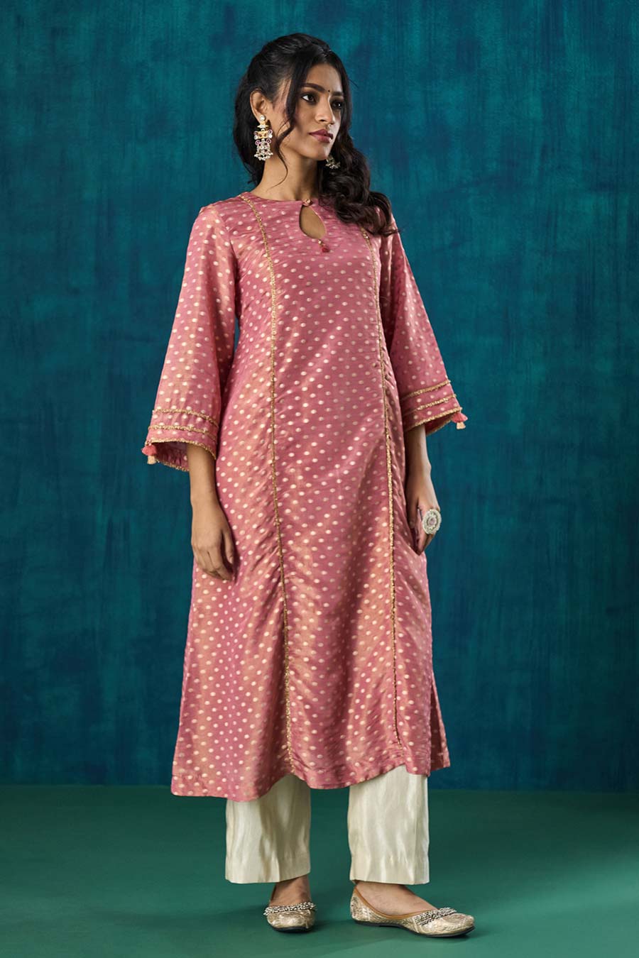 Pink Zari Butti Amala Kurta Set