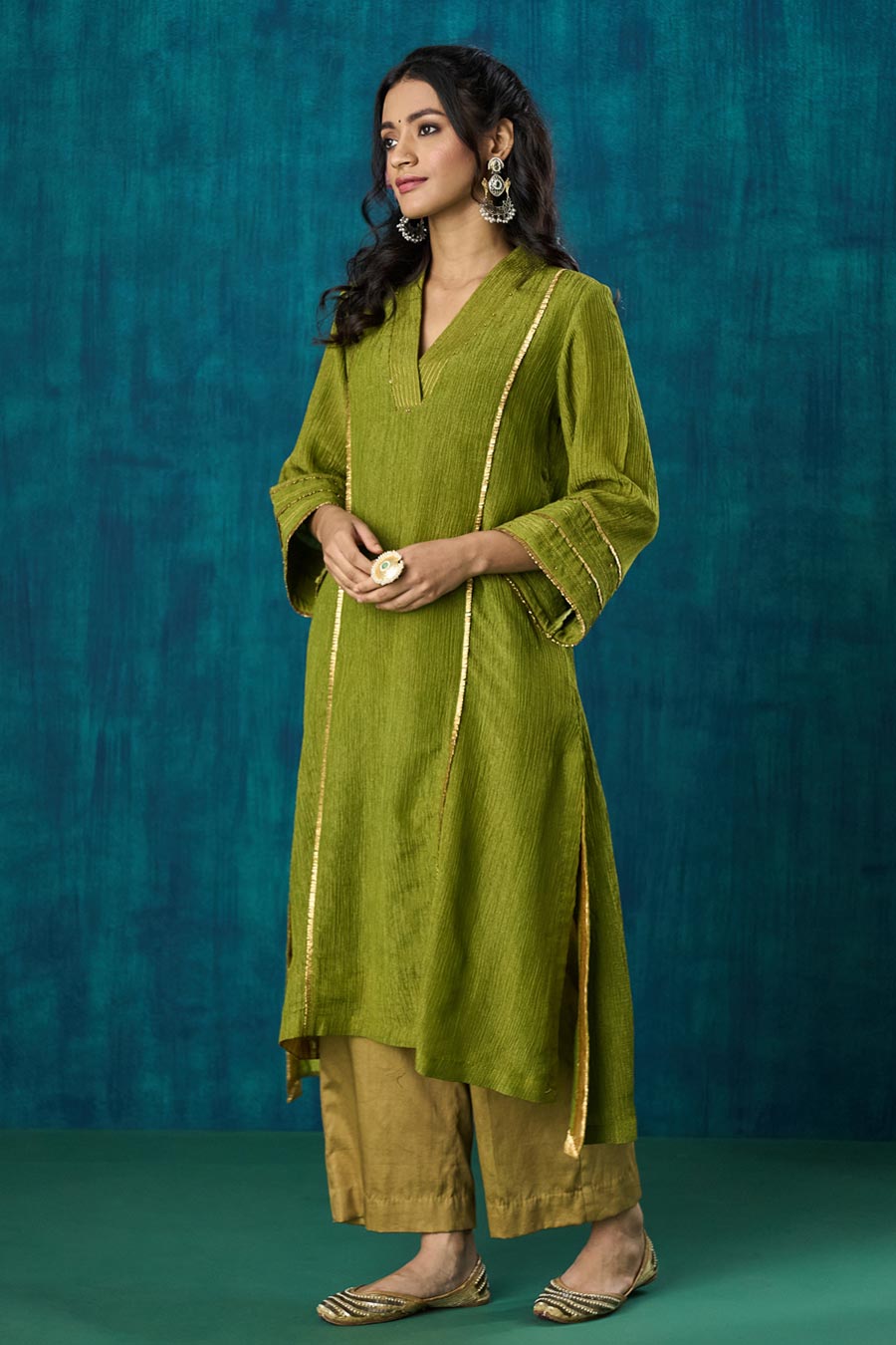 Green High-Low Jivika Kurta Set