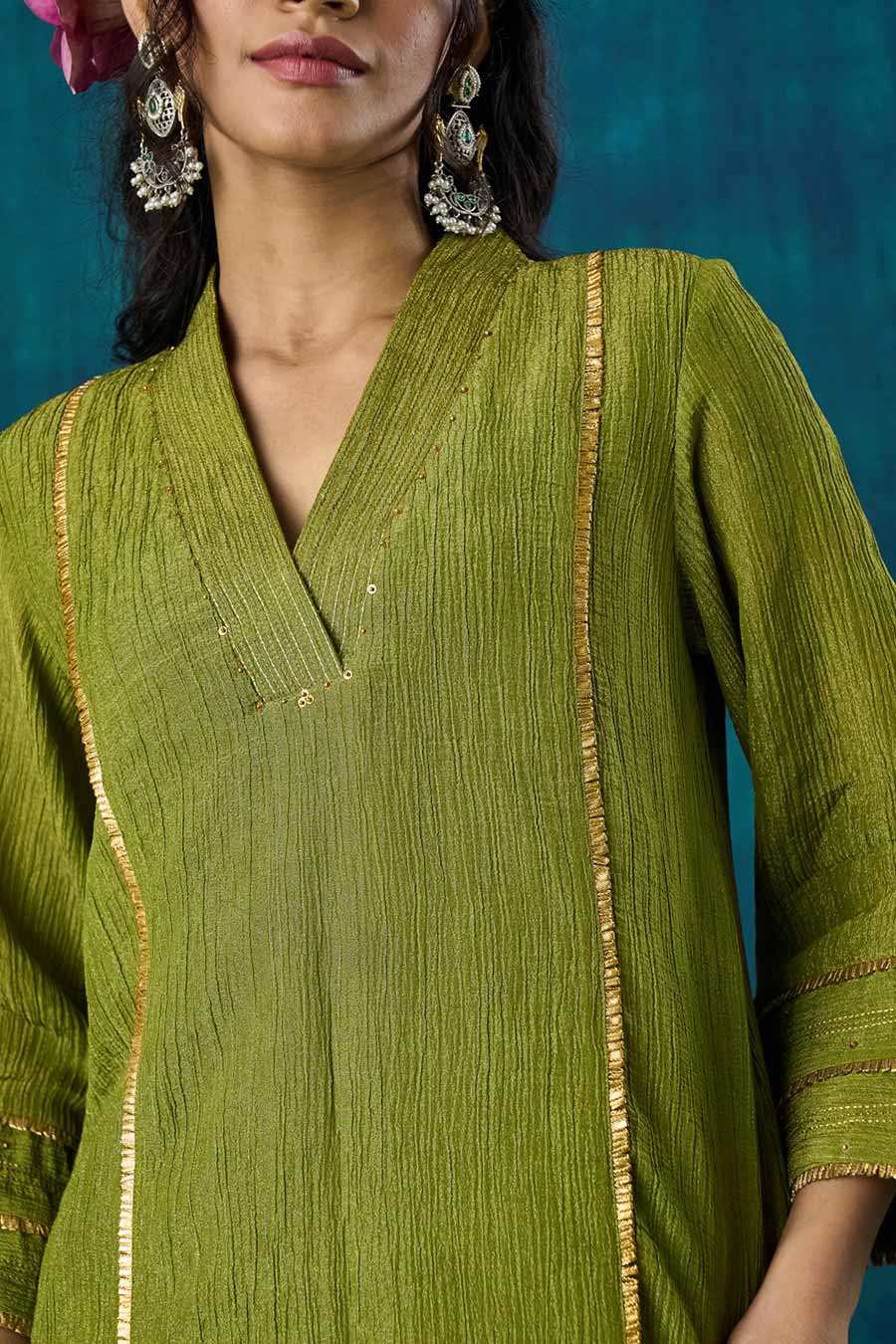 Green High-Low Jivika Kurta Set