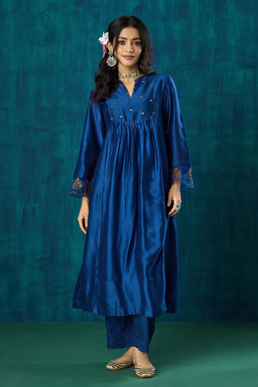 Navy Blue Hand-Embellished Leela Kurta Set
