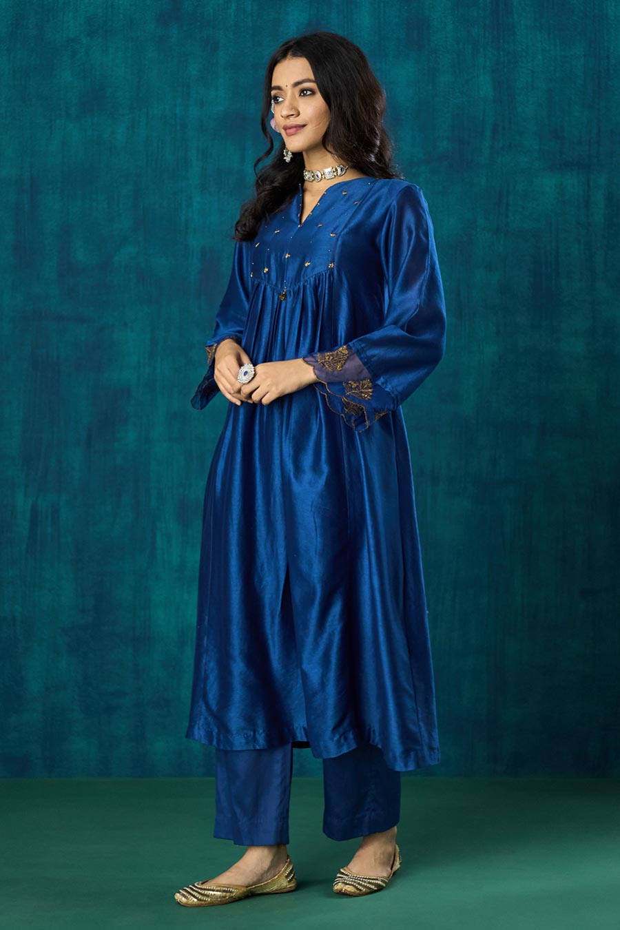 Navy Blue Hand-Embellished Leela Kurta Set