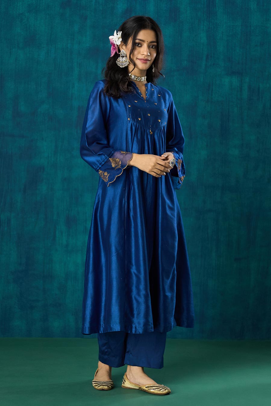 Navy Blue Hand-Embellished Leela Kurta Set
