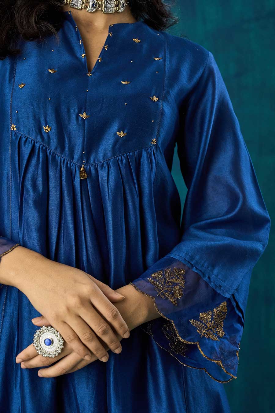 Navy Blue Hand-Embellished Leela Kurta Set