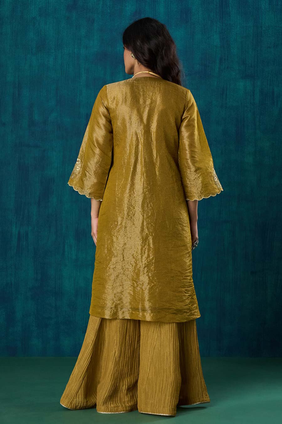 Mustard Floral Embroidered Suvarna Kurta Set