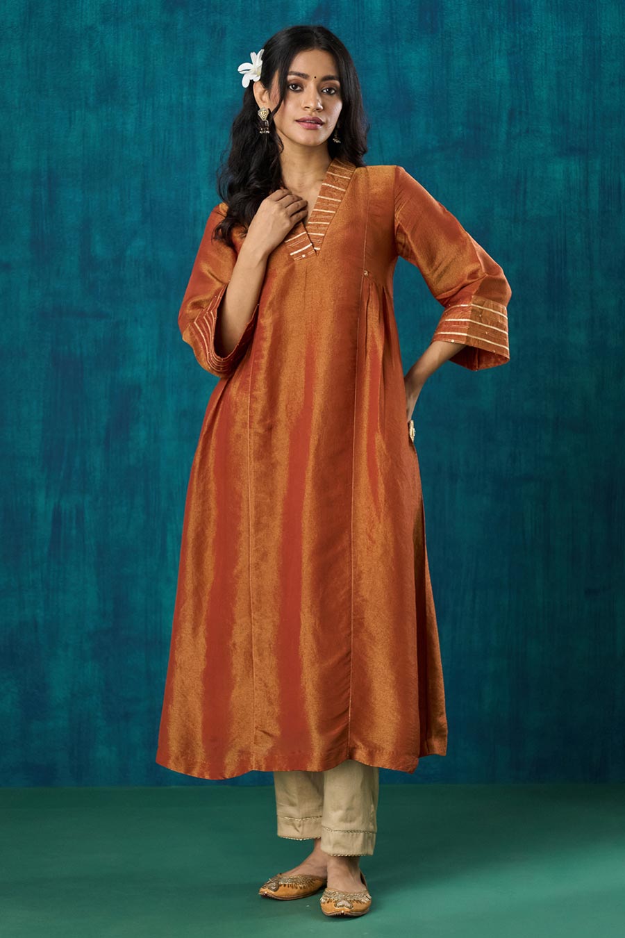 Rust Embellished Navika Kurta Set
