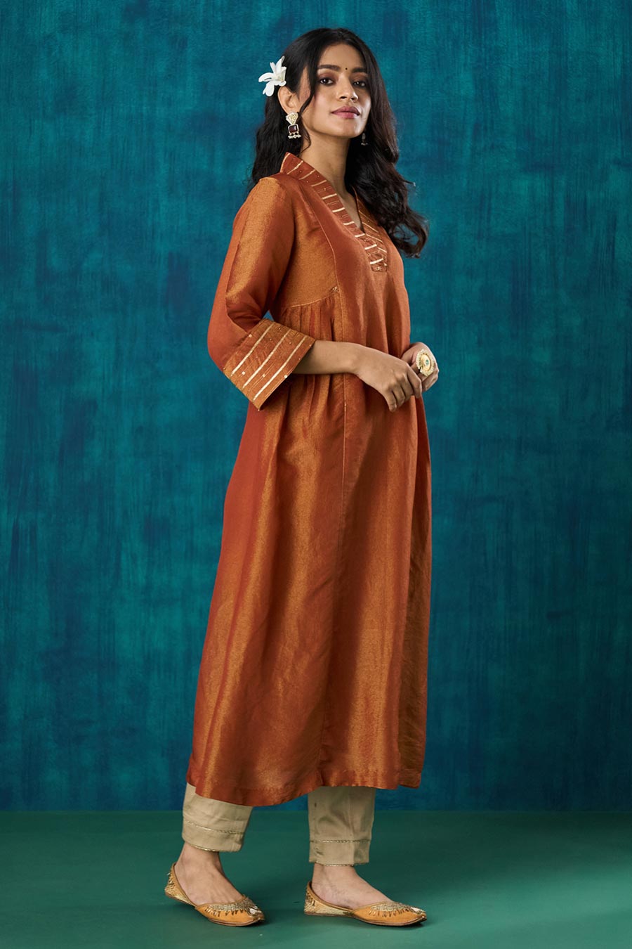 Rust Embellished Navika Kurta Set