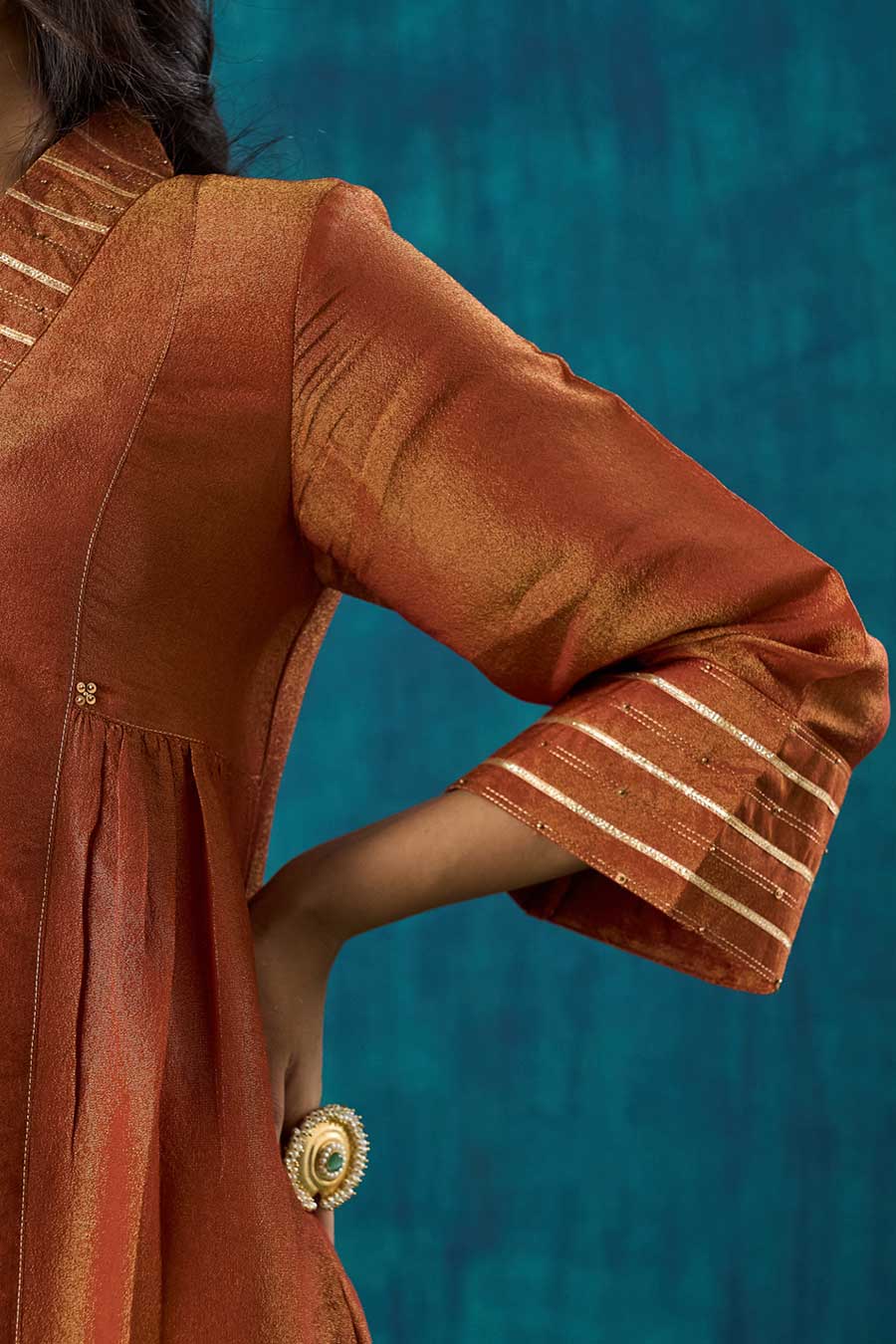 Rust Embellished Navika Kurta Set