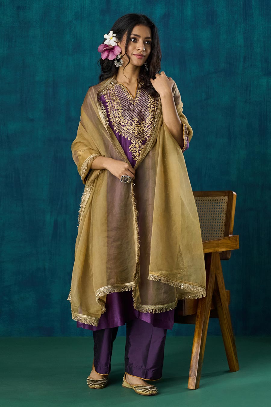 Purple Embroidered Shobhita Kurta Set