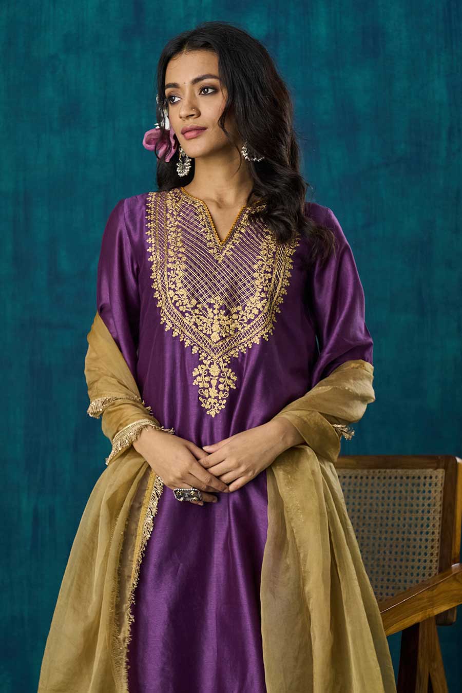 Purple Embroidered Shobhita Kurta Set