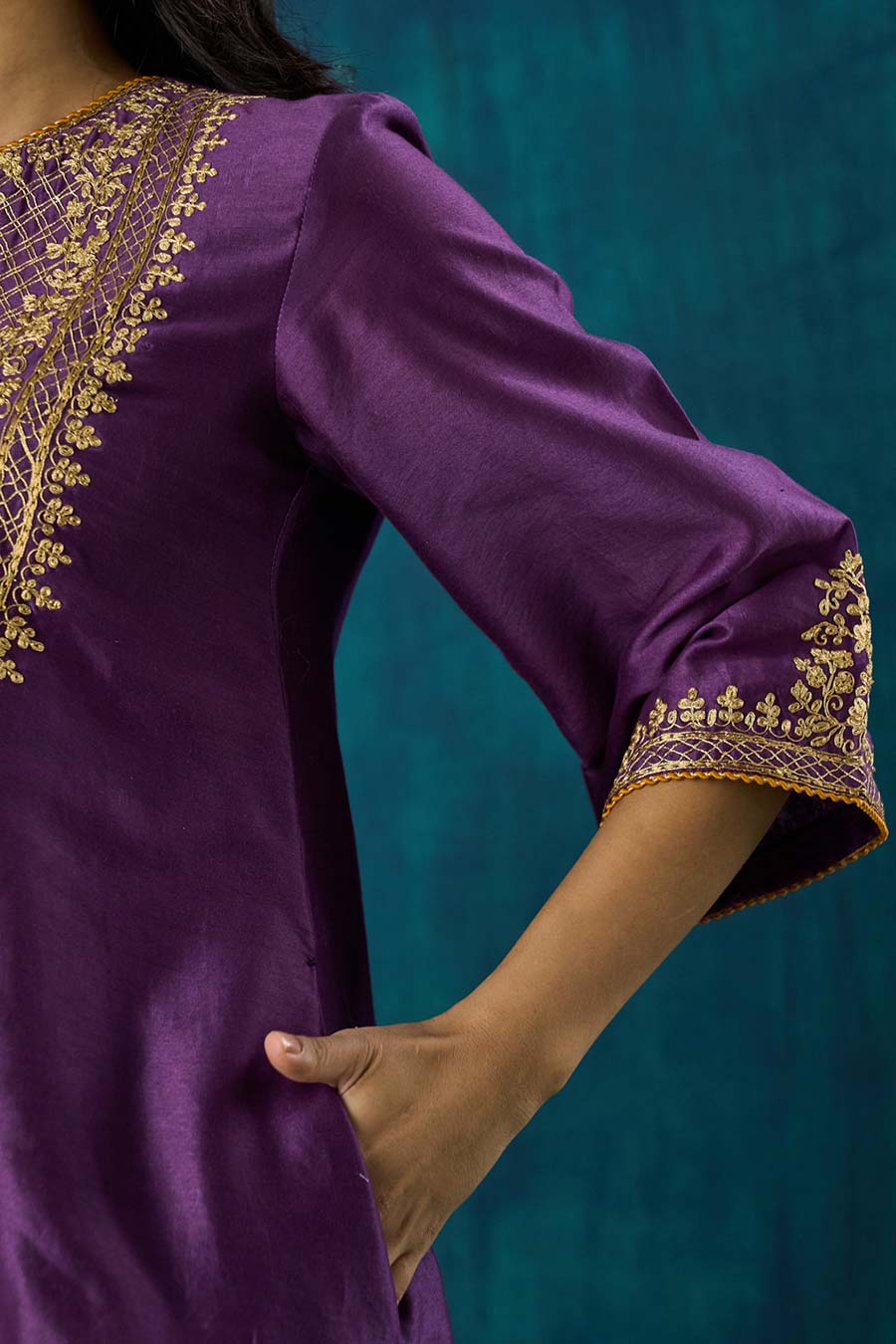 Purple Embroidered Shobhita Kurta Set