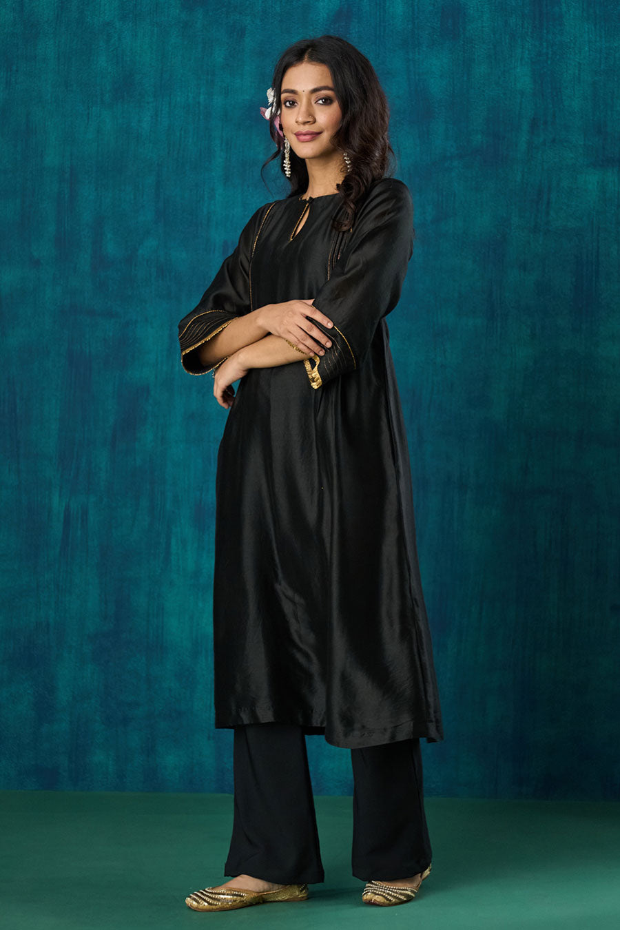 Black Embellished Krisha Kurta Set