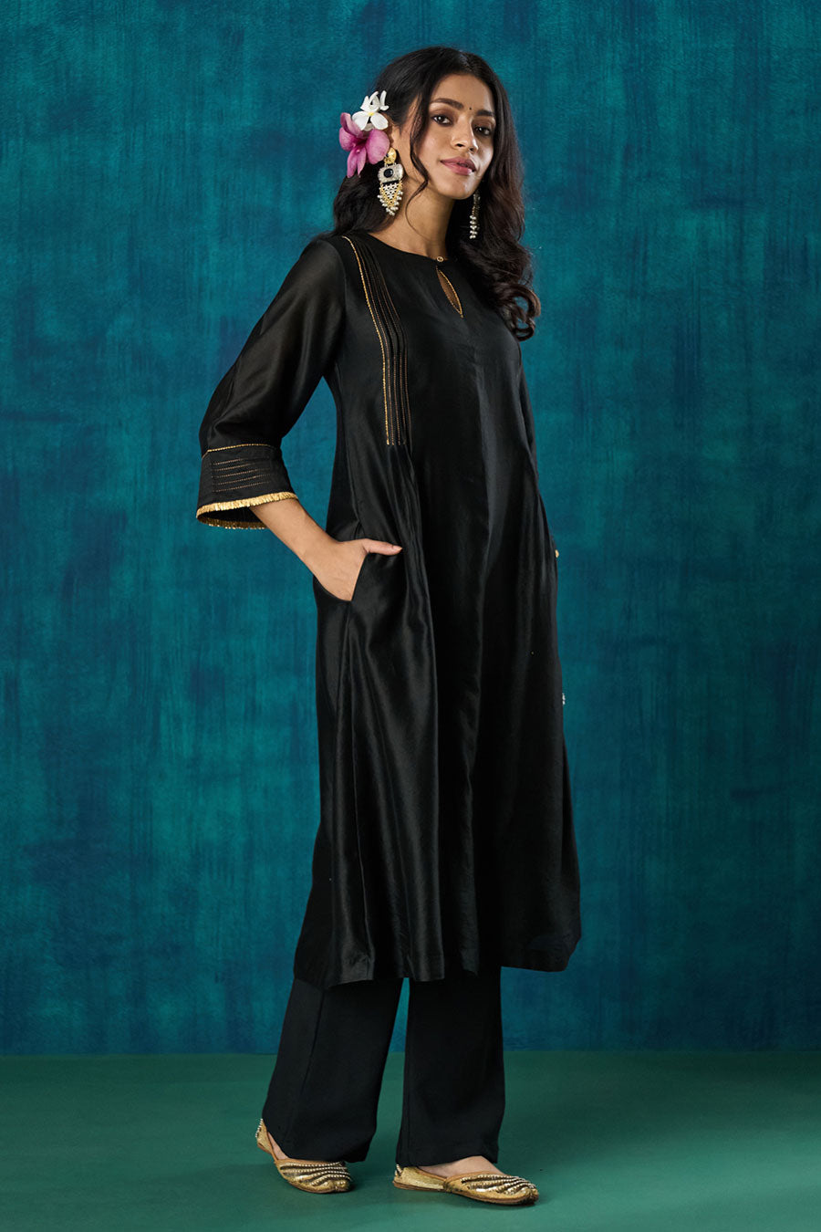 Black Embellished Krisha Kurta Set