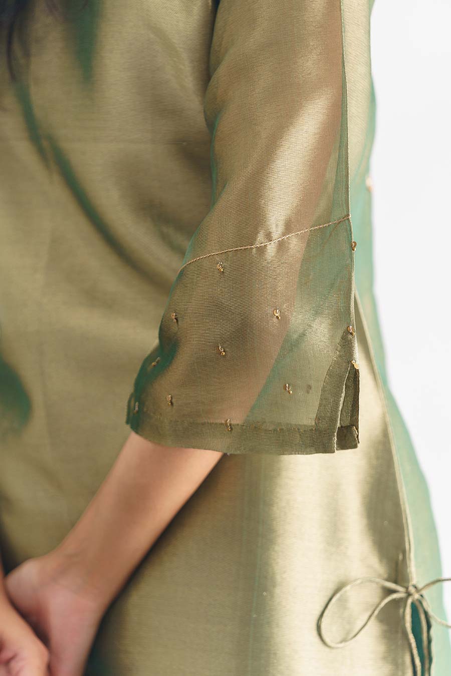 Green Sequins Embroidered Kurta