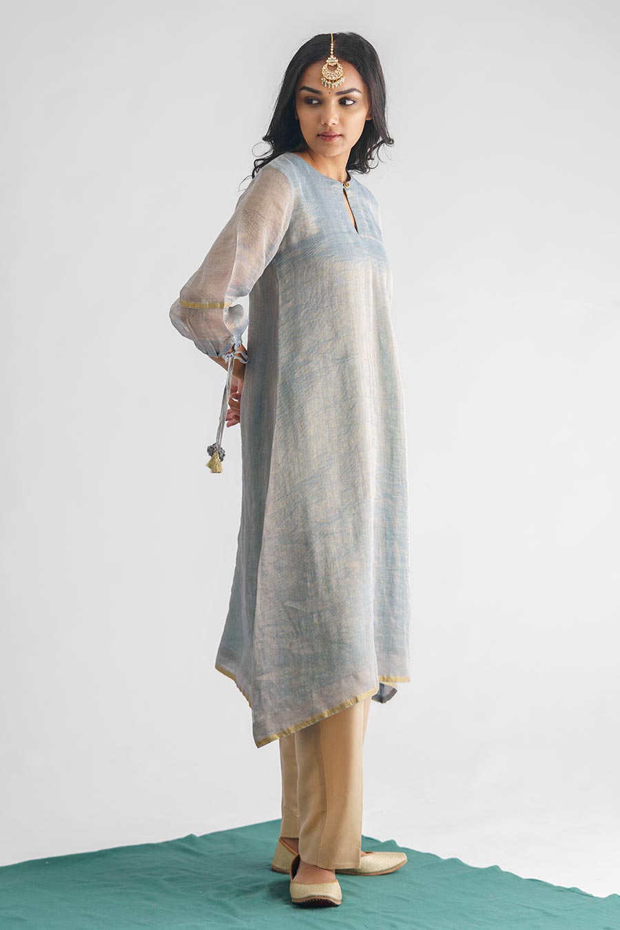 Powder Blue Zari Stripe Kurta