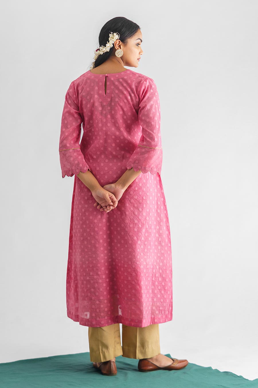 Pink Hand-Embroidered Kurta & Pant Set (Set of 2)