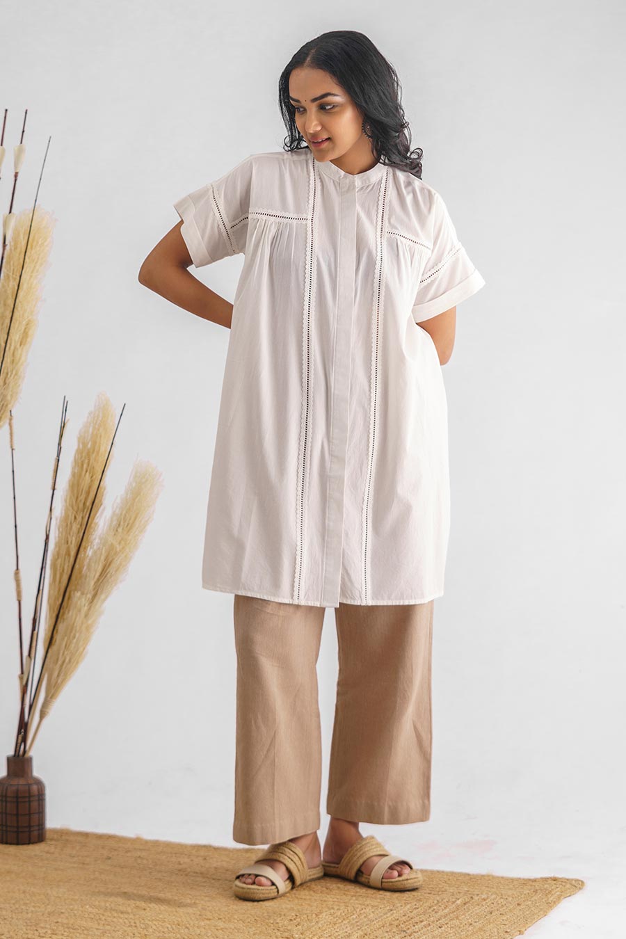 White Insert Lace Tunic