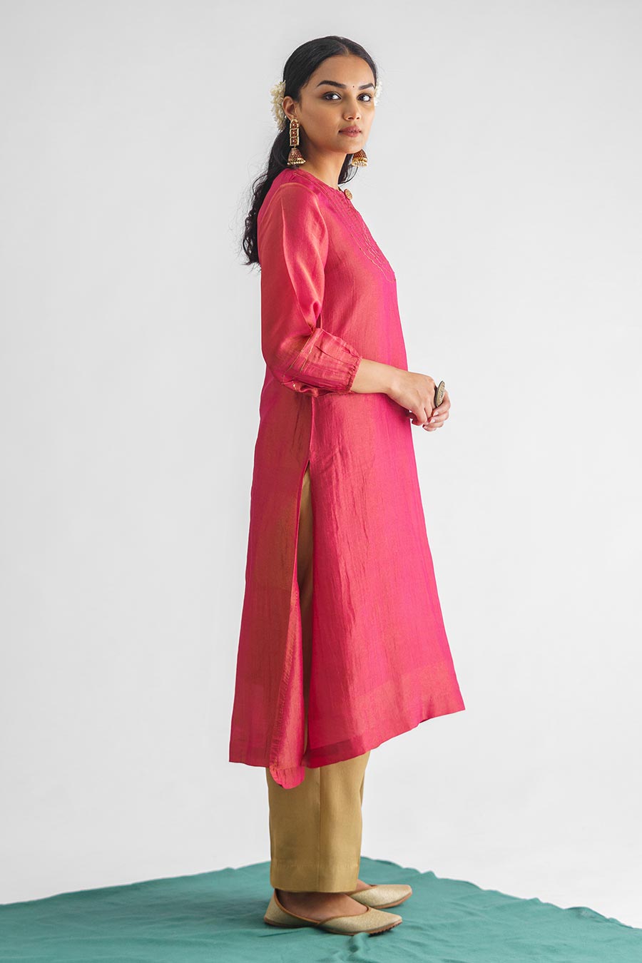 Pink Embroidered Kurta & Pant Set (Set of 2)