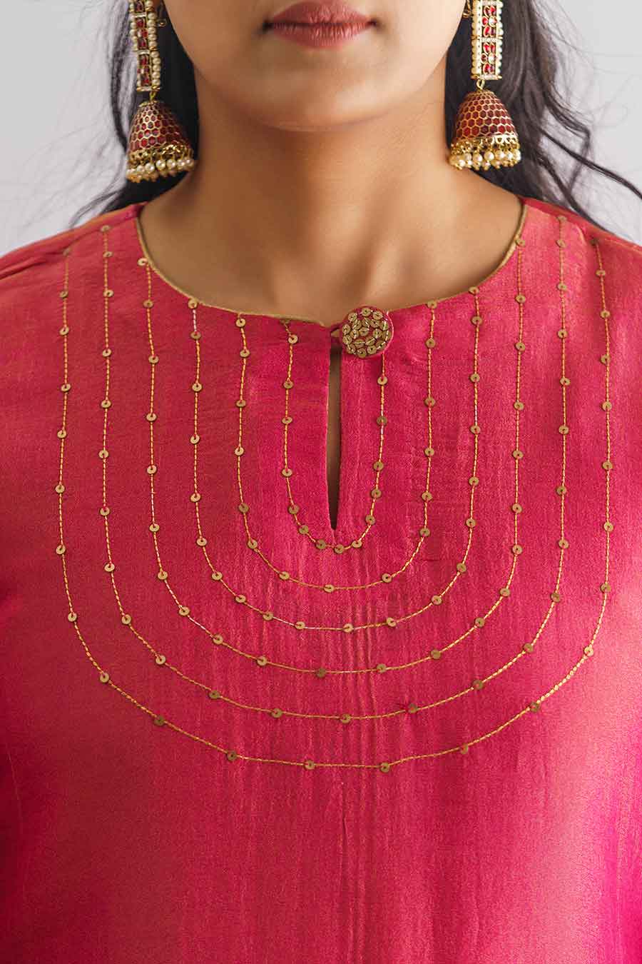 Pink Embroidered Kurta & Pant Set (Set of 2)
