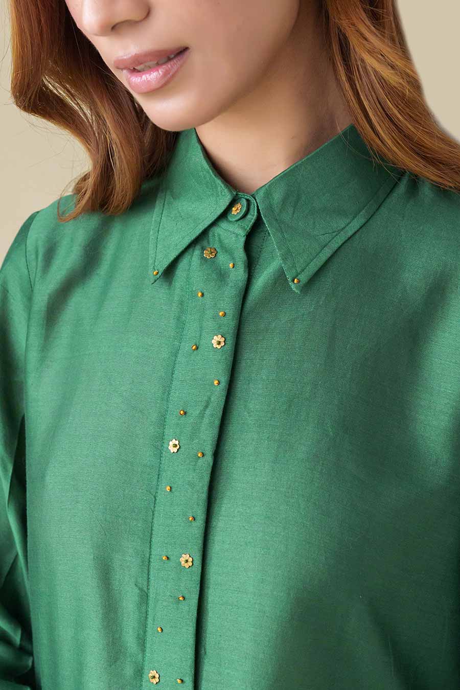 Bottle Green Embellished Tunic