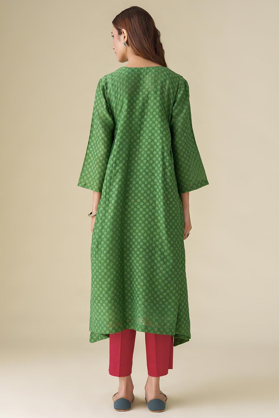 Green Hand-Embellished Kurta