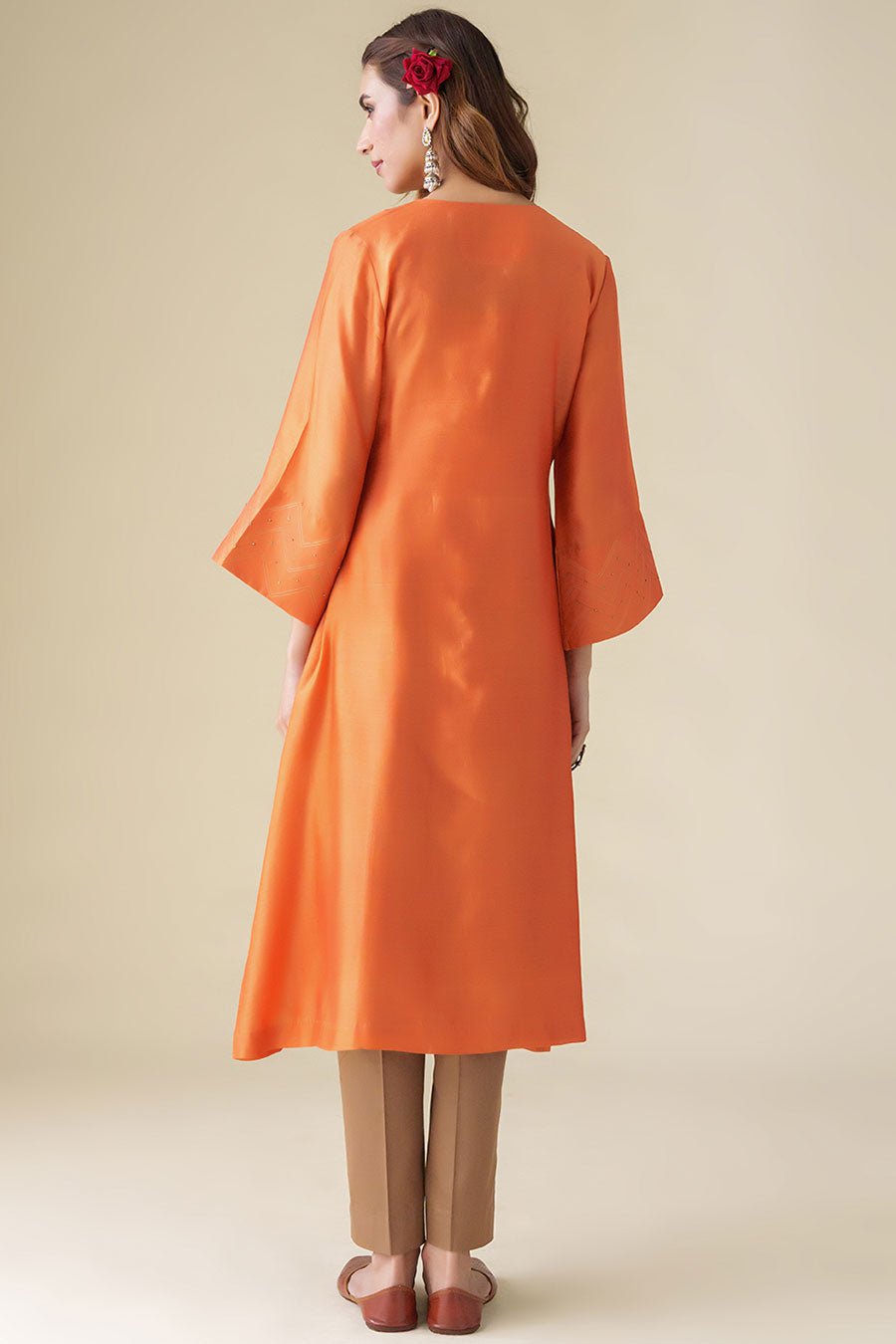 Orange Zari-Embellished Kurta