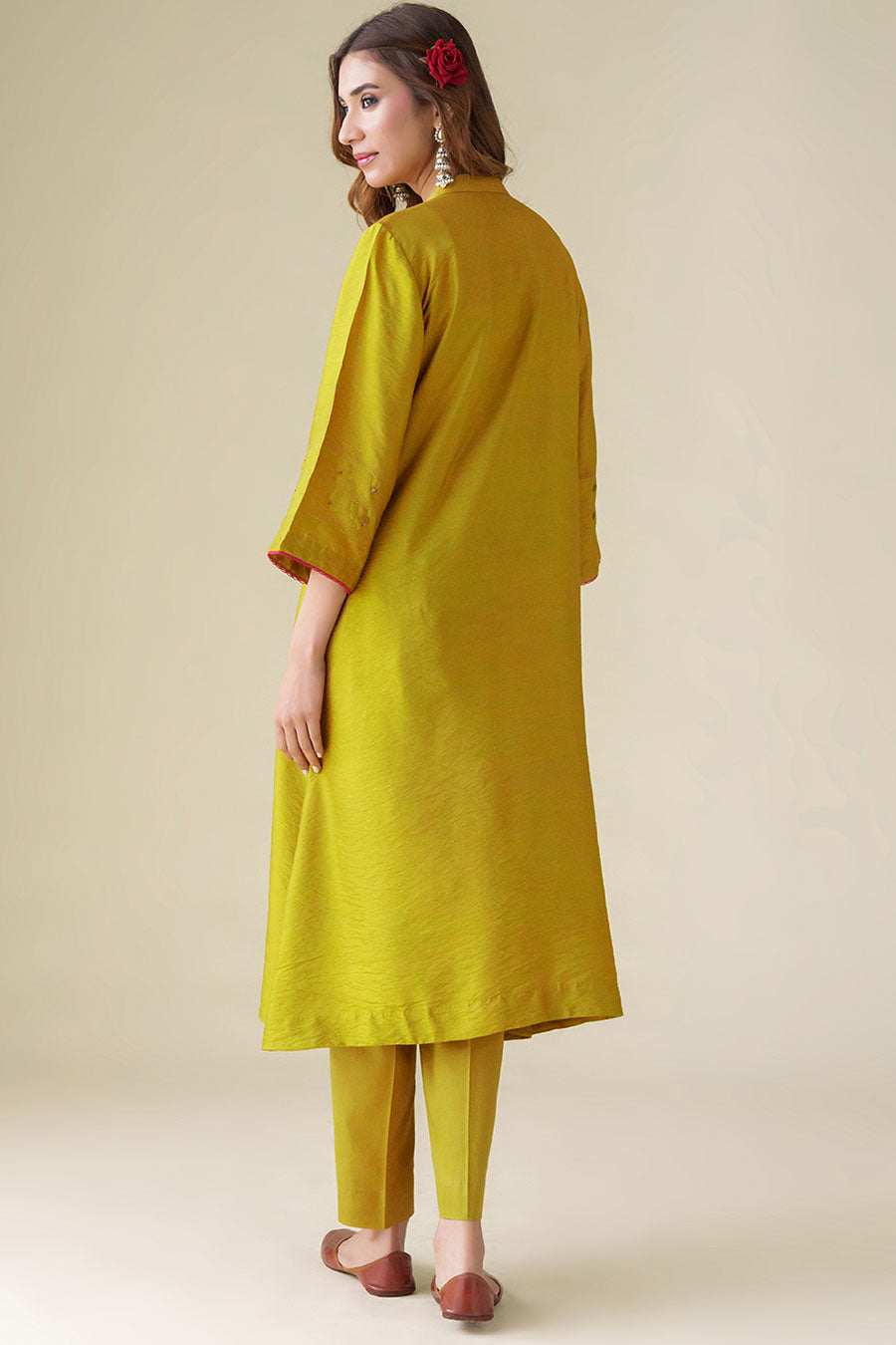 Mustard Hand-Embroidered Kurta
