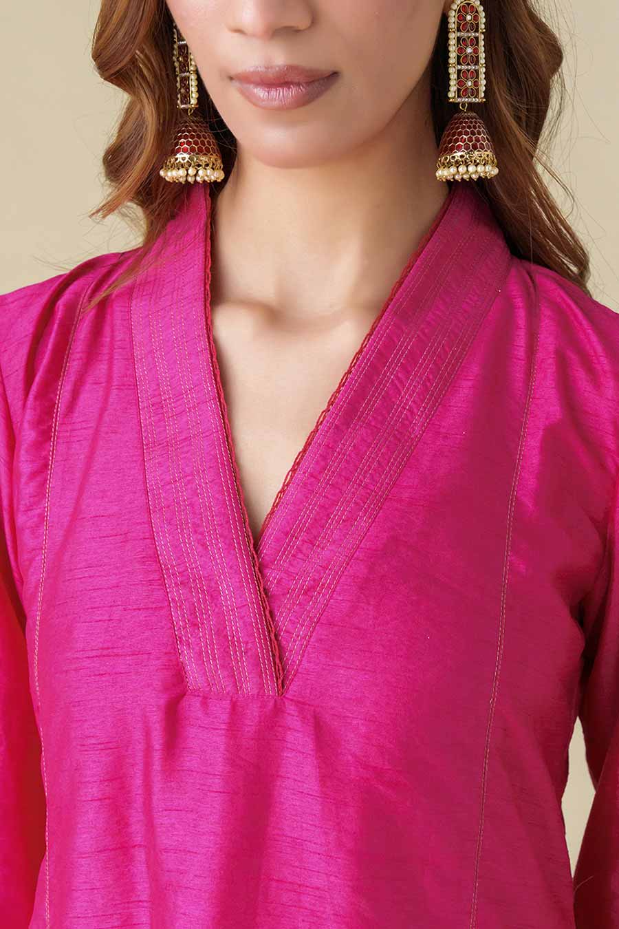 Magenta Zari-Embellished Kurta