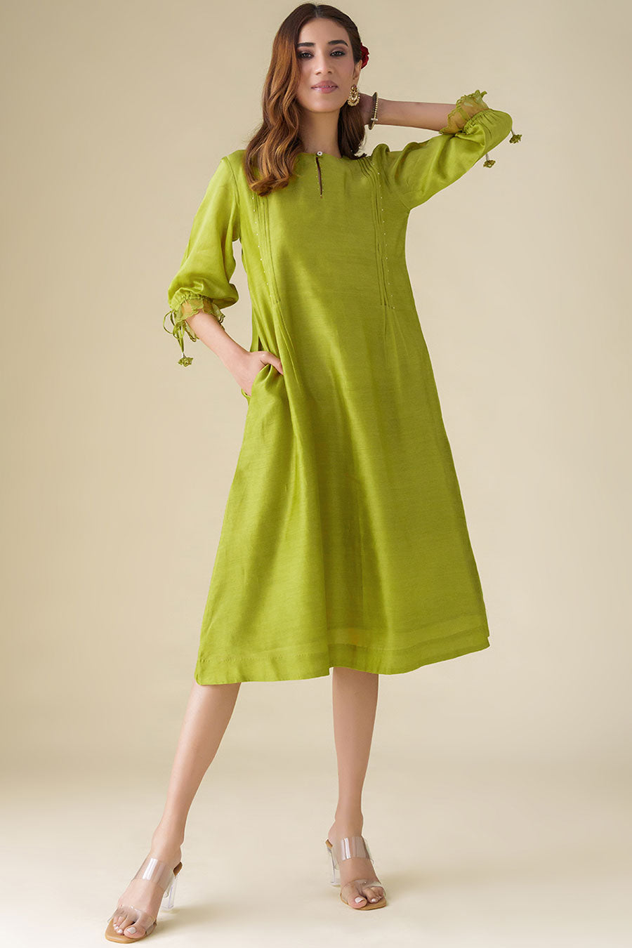 Lime Green Flowy Dress
