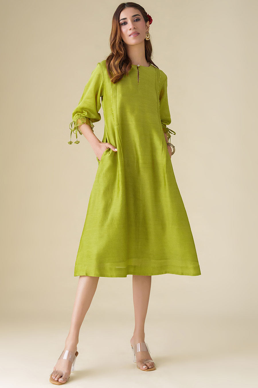 Lime Green Flowy Dress