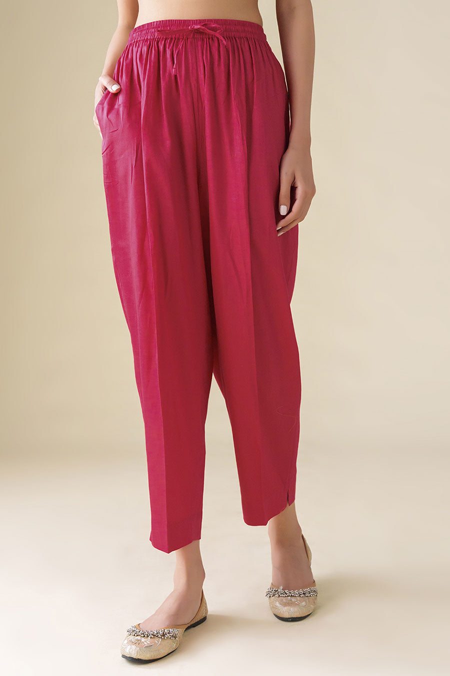 Magenta Cotton Silk Pant