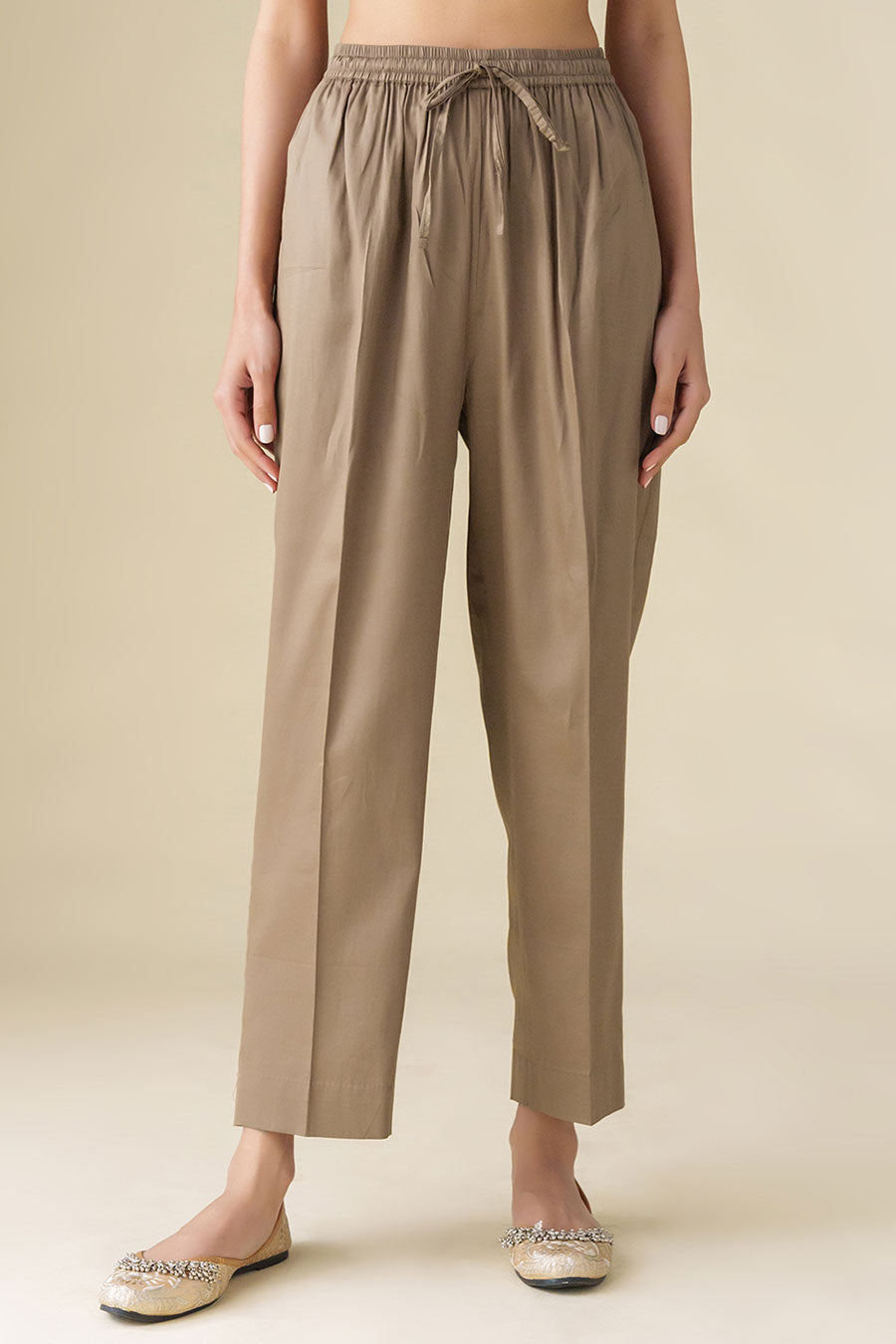 Brown Cotton Silk Pant