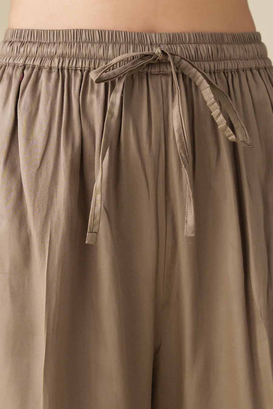 Brown Cotton Silk Pant