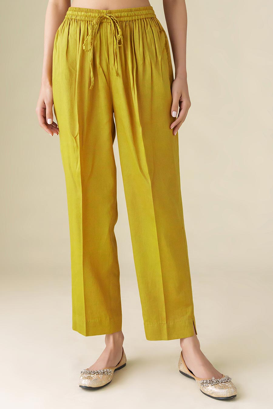 Mustard Hand-Embroidered Kurta Set (Set of 3)