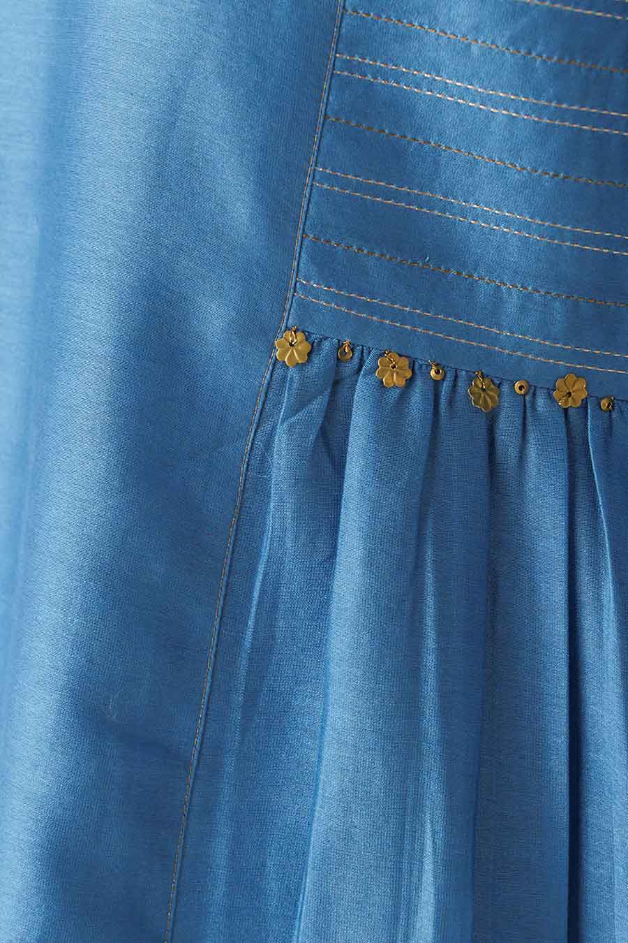 Blue Bead-Embellished Kurta & Pant Set (Set of 2)