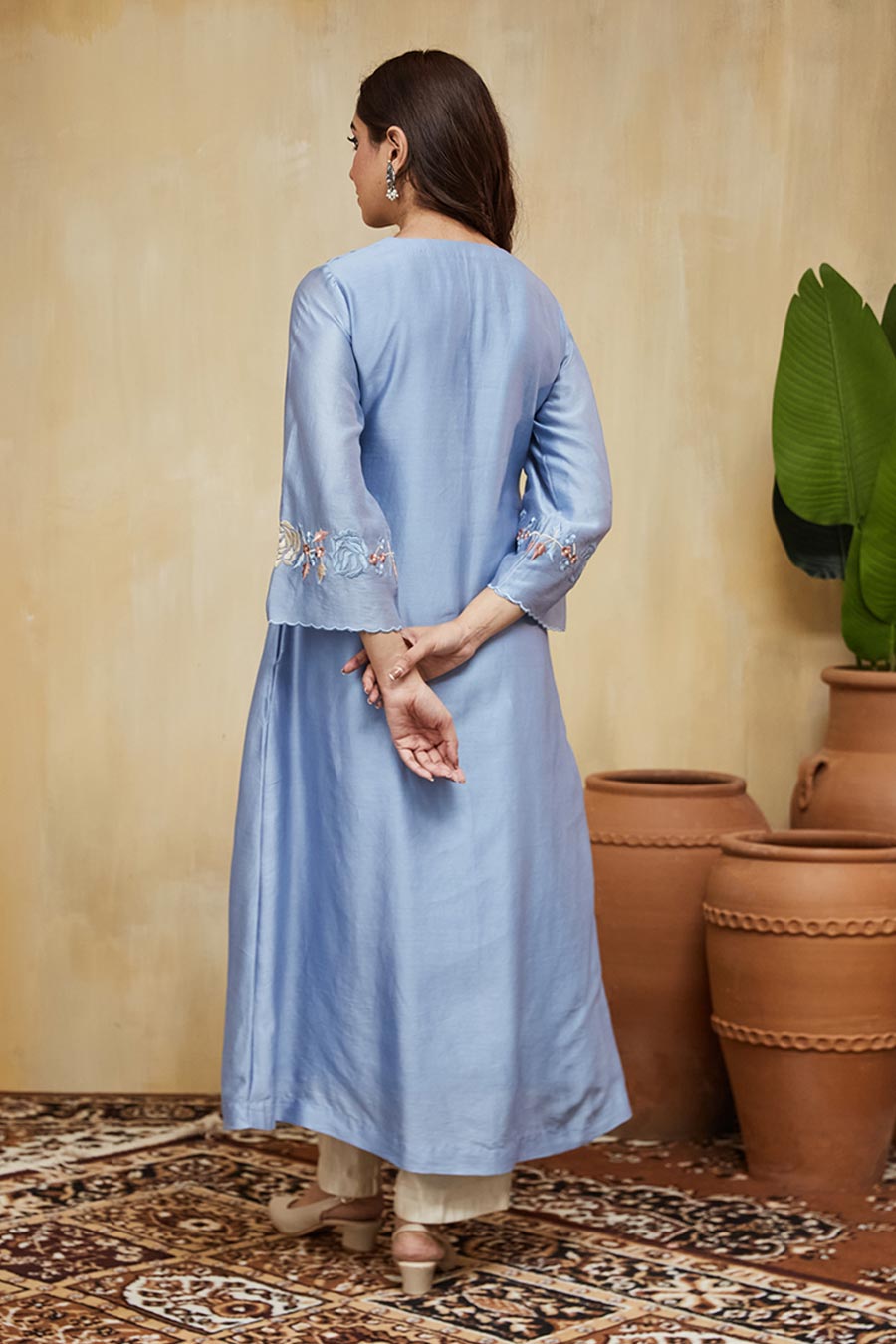 Blue Safa Floral Embroidered Kurta