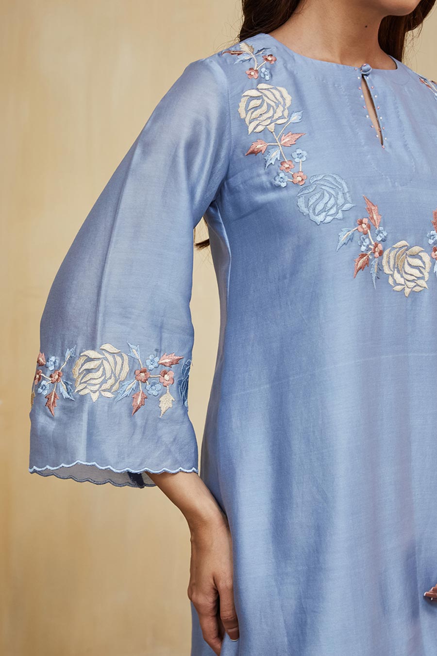 Blue Safa Floral Embroidered Kurta