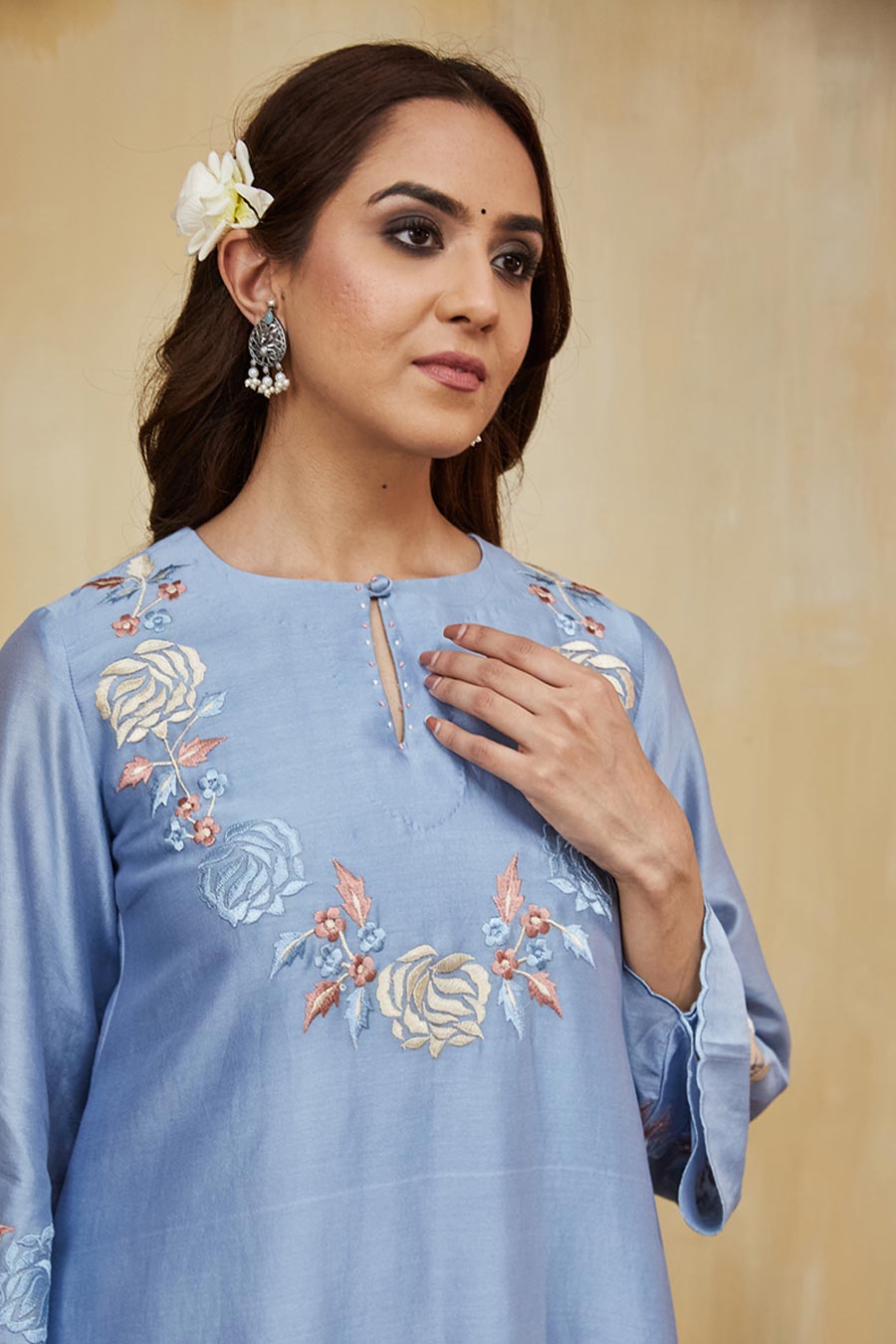 Blue Safa Floral Embroidered Kurta